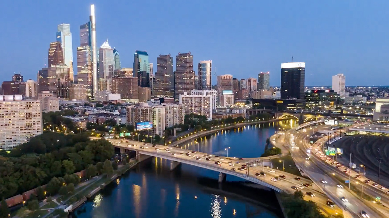 A beautiful photo of a city at night for a KW Empower Launch.